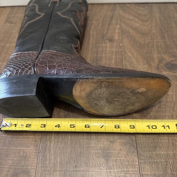 Mens Custom Made Red Brown Caiman Crocodile Western Boots 9.5 E - Picture 13 of 14